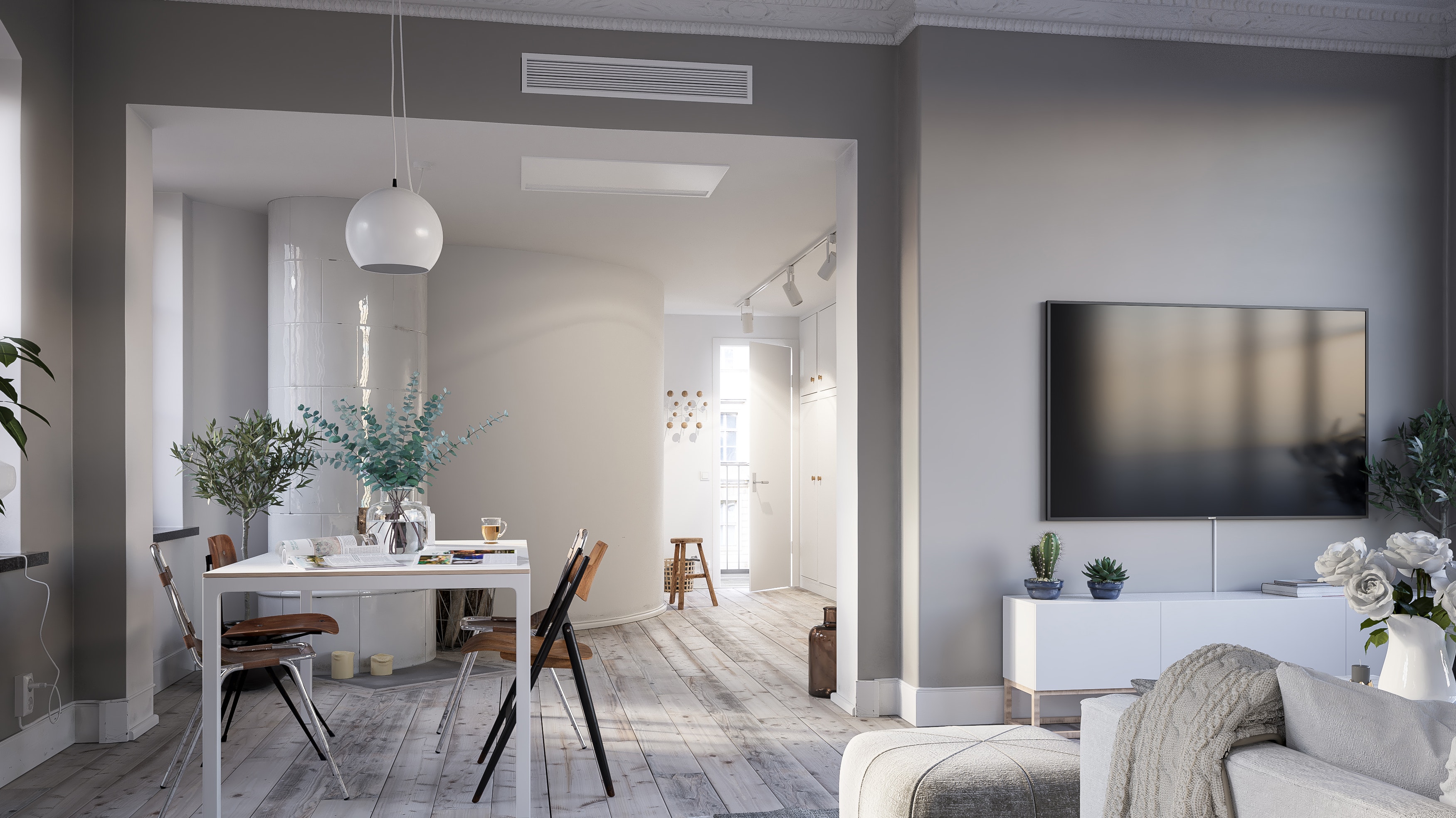 Sistema di emissione Daikin installato in una casa per ottenere un ambiente domestico confortevole