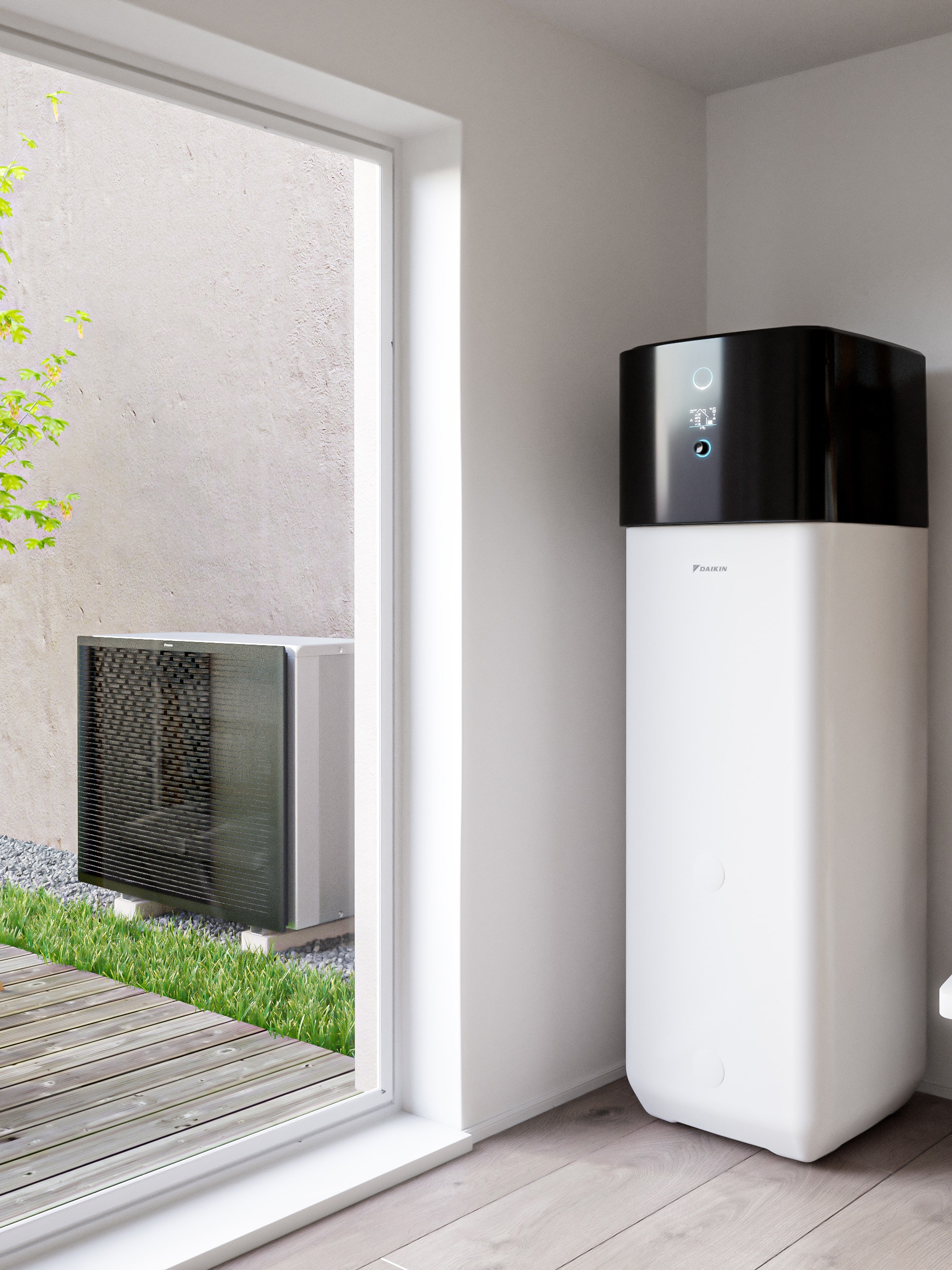 Sistema a pompa di calore aria-acqua Daikin Altherma con serbatoio integrato