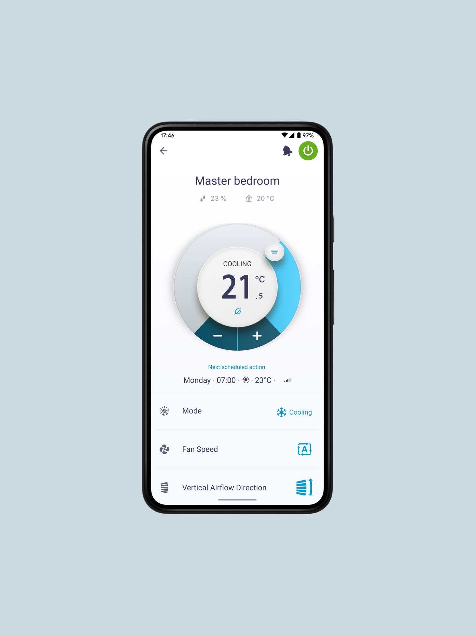 Pack-shot: Applicazione Onecta visualizzata sullo smartphone